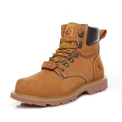 KOWM Cowhide Outdoor Men Hiking Shoes Waterproof Tactical Desert Shoes Hunting Boots Snow Boots Fur Sneakers Women Trekking Shoes