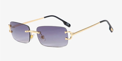 Ochelari de soare retro Kachawoo, dreptunghiulari, fără ramă, pentru bărbați și femei, UV400, mici, la modă, albastru, roz, auriu, metalici, cadouri de ziua de naștere