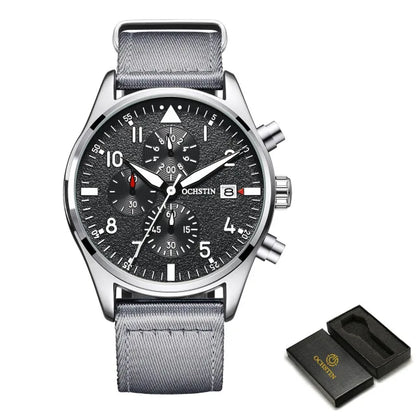 OCHSTIN Mens Watches Quartz Chronograph Men Watch Pilot Sport Male Fashion Wristwatch Top Brand Luxury Leather Waterproof Clock