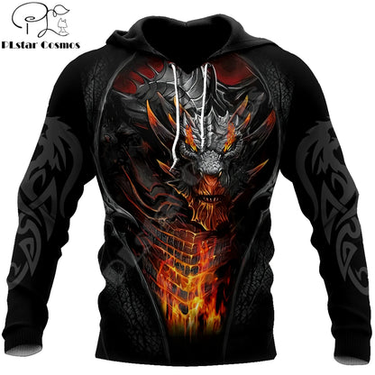 Kaunis tulilohikäärmetatuointi, 3D-printattu miesten huppari, unisex-hupparit, collegepaita, syksyinen streetwear, rento takki, verryttelyasu KJ747