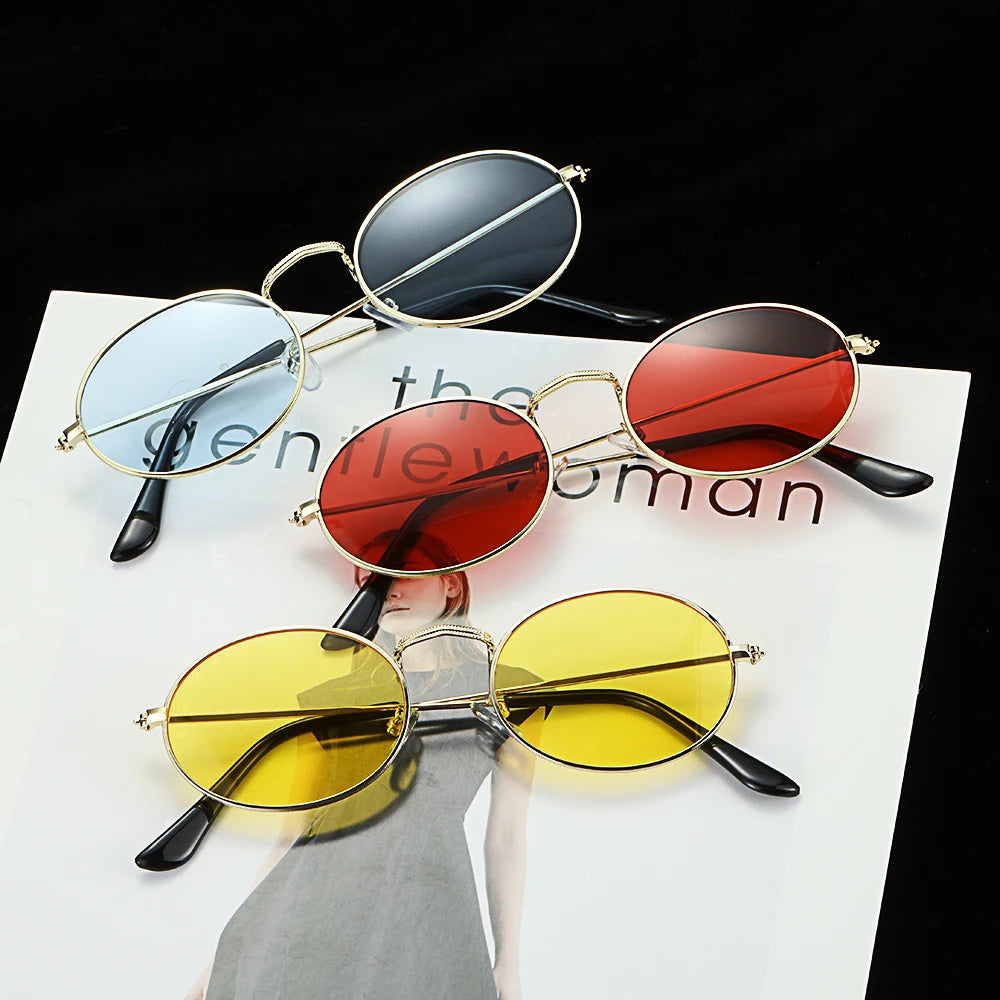 Ochelari de soare ovali pentru femei, ochelari de conducere, ochelari de soare rotunzi, aurii, mici, retro, vintage, sexy, rame de ochelari de soare, accesorii pentru ciclism