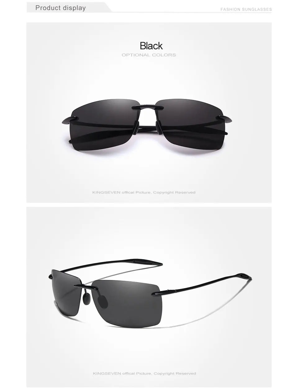 KINGSEVEN TR90 Ochelari de soare fără ramă pentru bărbați Ochelari de soare ultralegeri, pătrați, fără ramă, pentru femei, de marcă, cu lentile oglindă