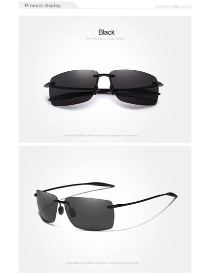 KINGSEVEN TR90 Ochelari de soare fără ramă pentru bărbați Ochelari de soare ultralegeri, pătrați, fără ramă, pentru femei, de marcă, cu lentile oglindă