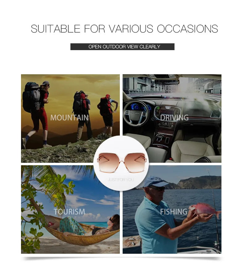 Ochelari de soare oversize pentru femei, din plastic cu efect de gradient, de marcă, de designer, pentru femei, UV400