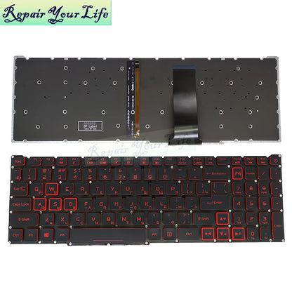 Teclado retroiluminado PT-BR Brasil US RU para Acer Nitro 5 AN515-54 AN515-43 AN517-52 AN517-51 AN517-54 AN715-51 Espanha LA IT TR GR FR