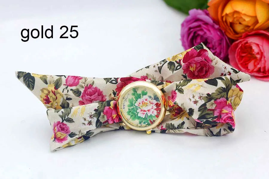 Shsby 2020 Women's Watches Fashion Floral Cloth Ladies Watches Flower Bracelet Clock Dress Wristwatch Luxury Relogio Feminino