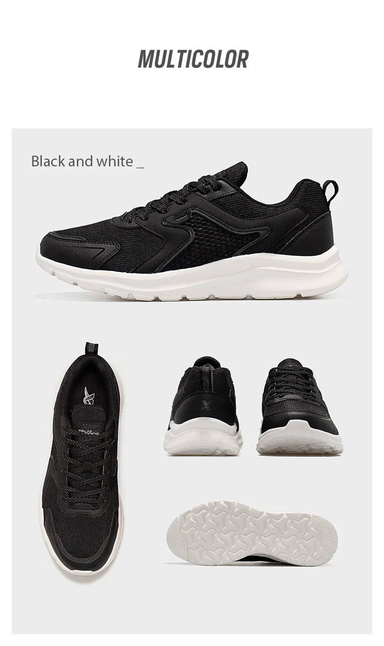 Xtep Sports Shoes Men’s Mesh Breathable Running Shoes, Winter Marathon Black White Men’s Sports Sneakers, Model 879119110110