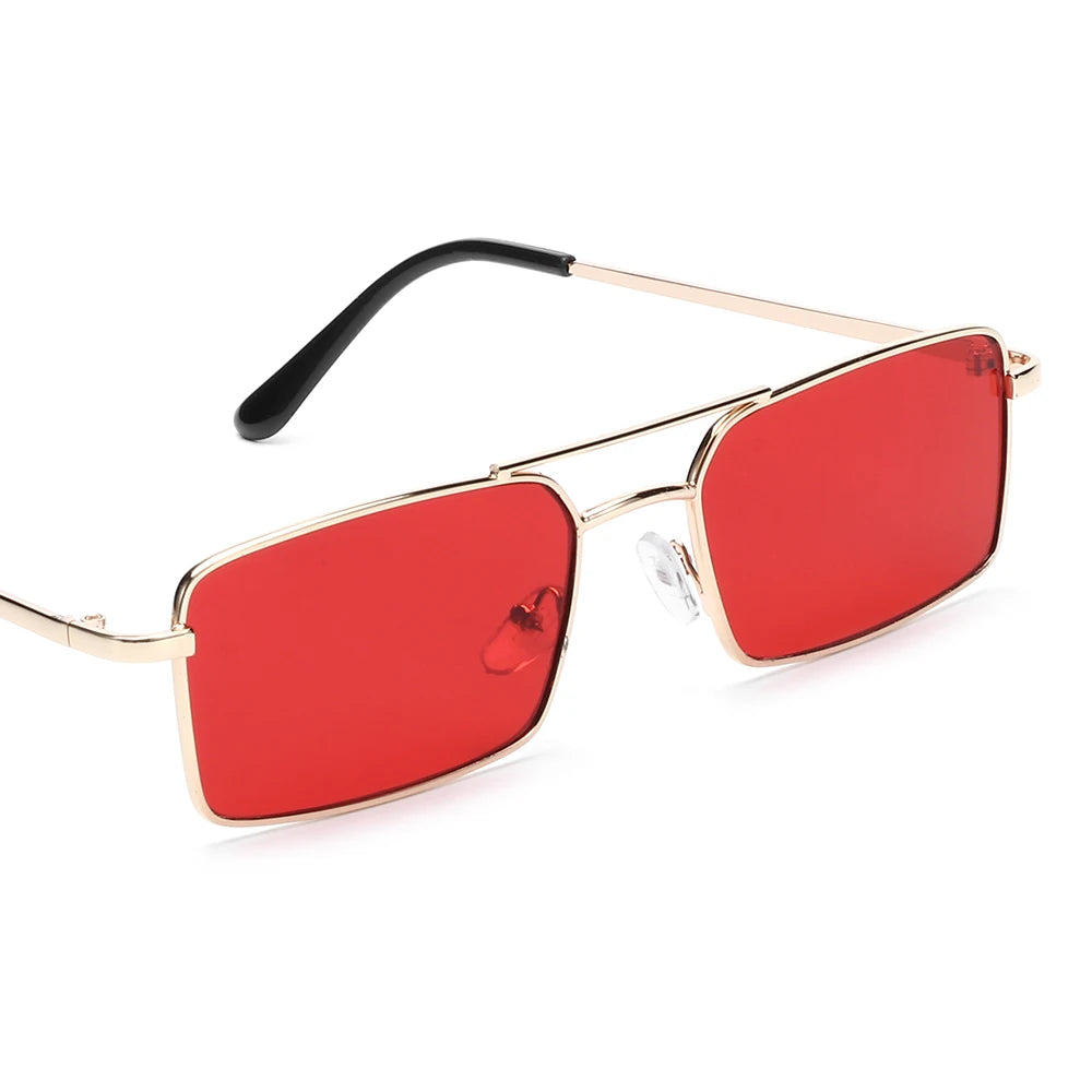 1 buc. Ochelari de soare mici, dreptunghiulari, fără ramă, la modă, pentru femei și bărbați, din aliaj metalic, cu lentile de sticlă, stil de călătorie, protecție UV400
