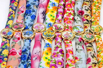 Shsby 2020 Women's Watches Fashion Floral Cloth Ladies Watches Flower Bracelet Clock Dress Wristwatch Luxury Relogio Feminino