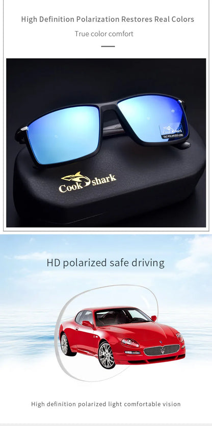 Ochelari de soare Cook Shark pentru bărbați, ochelari de soare polarizați, ochelari de condus, noi, cu protecție UV, ochelari de vedere pe timp de noapte pentru șoferi