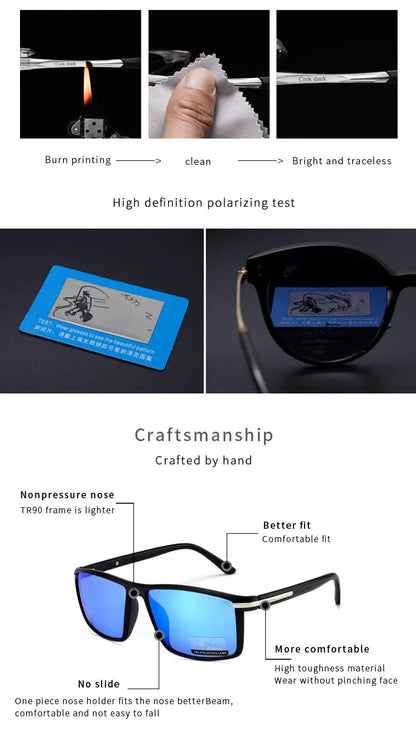 Ochelari de soare Cook Shark pentru bărbați, ochelari de soare polarizați, ochelari de condus, noi, cu protecție UV, ochelari de vedere pe timp de noapte pentru șoferi