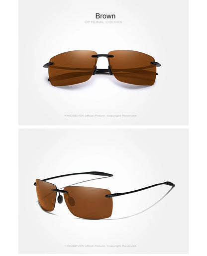 KINGSEVEN TR90 Ochelari de soare fără ramă pentru bărbați Ochelari de soare ultralegeri, pătrați, fără ramă, pentru femei, de marcă, cu lentile oglindă