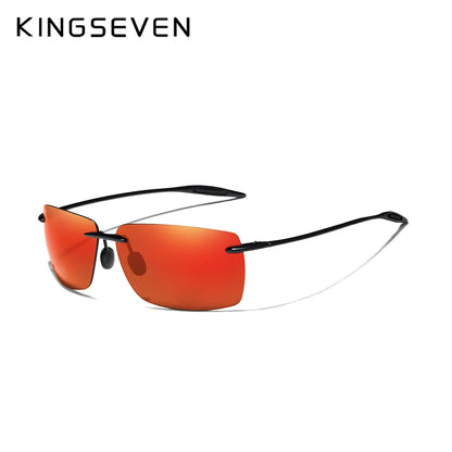 KINGSEVEN TR90 Ochelari de soare fără ramă pentru bărbați Ochelari de soare ultralegeri, pătrați, fără ramă, pentru femei, de marcă, cu lentile oglindă