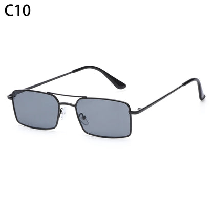 1 buc. Ochelari de soare mici, dreptunghiulari, fără ramă, la modă, pentru femei și bărbați, din aliaj metalic, cu lentile de sticlă, stil de călătorie, protecție UV400