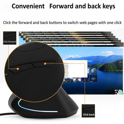 Wired Right Hand Vertical RGB Mouse Ergonomic Gaming Mouse 800 1200 1600 3200DPI USB Optical Wrist Healthy Mouse for PC Computer