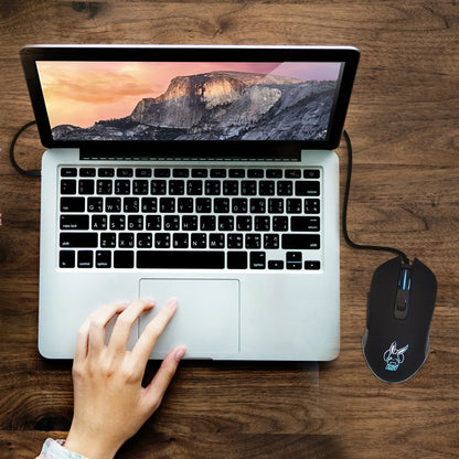 Цветна светеща мишка с USB-C и бутон за заглушаване за лаптоп с Type-C, геймърска мишка