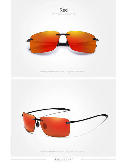 KINGSEVEN TR90 Ochelari de soare fără ramă pentru bărbați Ochelari de soare ultralegeri, pătrați, fără ramă, pentru femei, de marcă, cu lentile oglindă