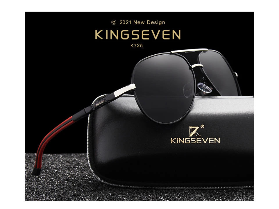 Ochelari de soare pentru bărbați marca KINGSEVEN, model Pilot, cu lentile polarizate UV400, ramă din aluminiu, ochelari de condus, ochelari casual pentru femei