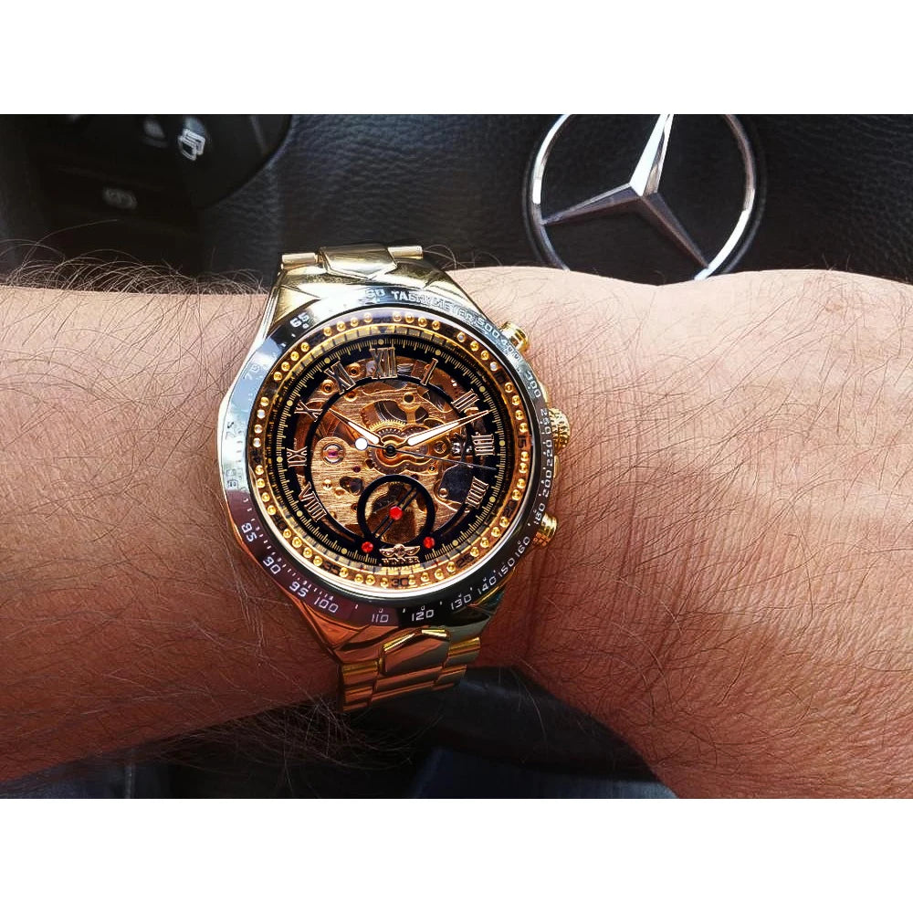 Montre mécanique automatique pour homme en acier inoxydable