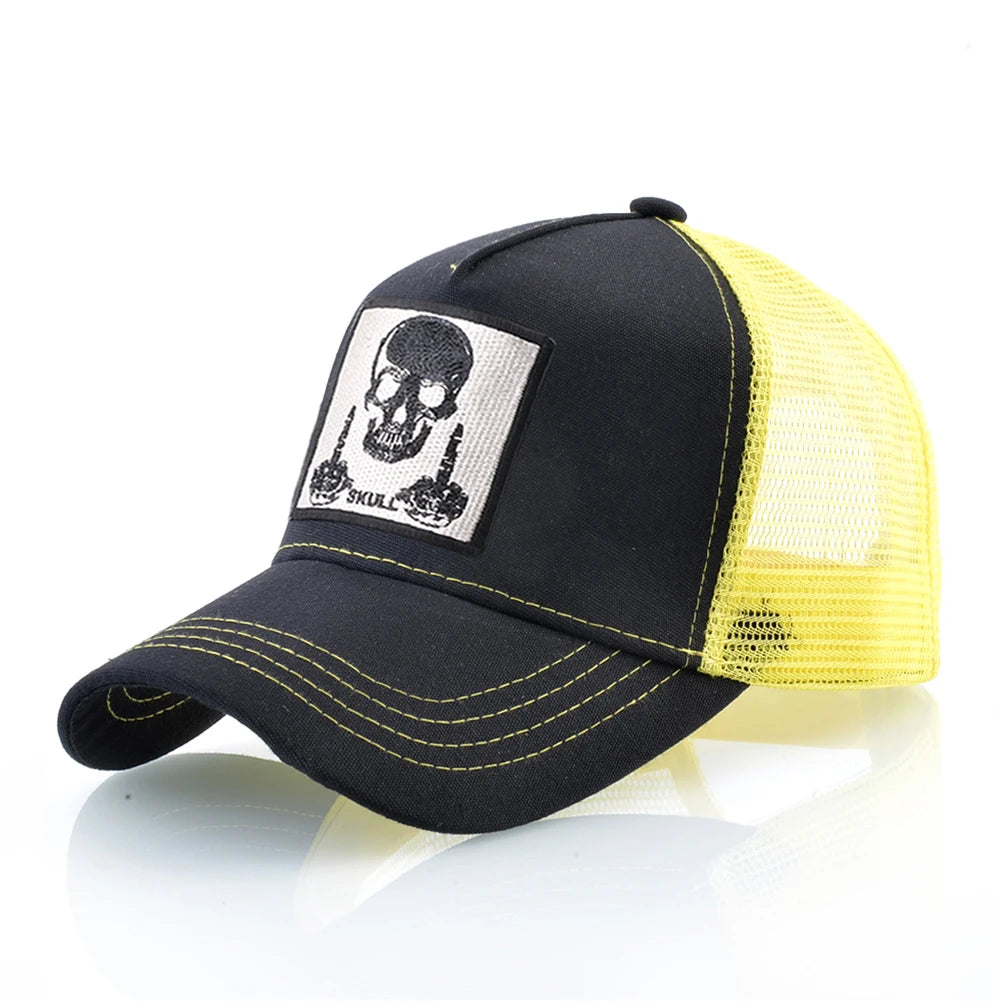 Men's Baseball Cap With Embroidery Skull Patch Snapback Hip Hop Trucker Cap Women Four Season Outdoor Breathable Visor Bone Hats