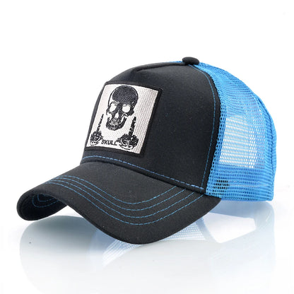 Men's Baseball Cap With Embroidery Skull Patch Snapback Hip Hop Trucker Cap Women Four Season Outdoor Breathable Visor Bone Hats