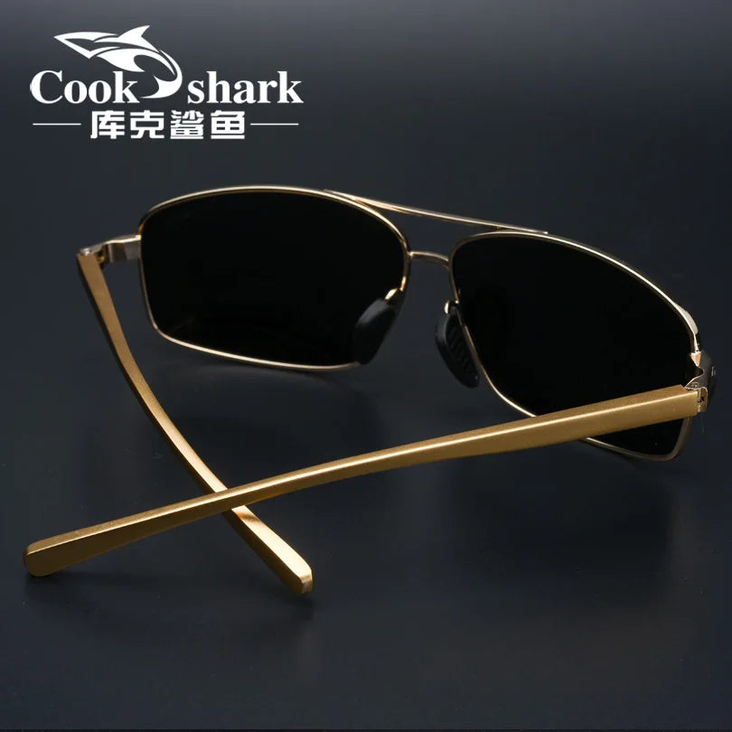 Cook Shark Ochelari de soare cu schimbare de culoare, model nou, pentru bărbați, cu polarizare Tidal, oglindă pentru șofer, ochelari de conducere cu vedere nocturnă