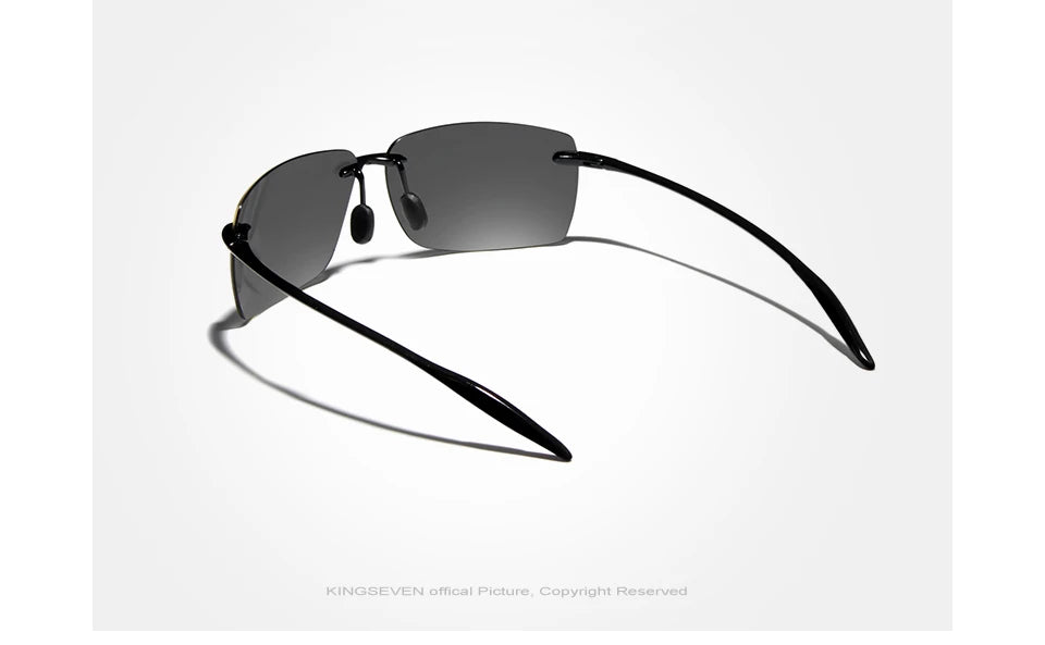 KINGSEVEN TR90 Ochelari de soare fără ramă pentru bărbați Ochelari de soare ultralegeri, pătrați, fără ramă, pentru femei, de marcă, cu lentile oglindă