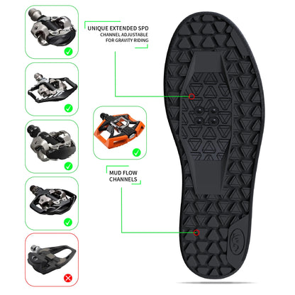 Sandugo Cycling Shoes for Men Suitable for Mountain Bike Downhill Uphill and Indoor Bicycle Compatible With SPD and Flat Pedal
