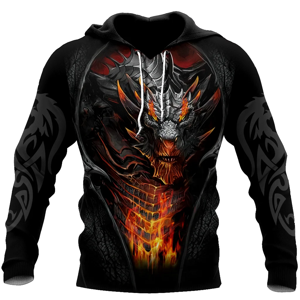 Kaunis tulilohikäärmetatuointi, 3D-printattu miesten huppari, unisex-hupparit, collegepaita, syksyinen streetwear, rento takki, verryttelyasu KJ747