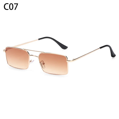 1 buc. Ochelari de soare mici, dreptunghiulari, fără ramă, la modă, pentru femei și bărbați, din aliaj metalic, cu lentile de sticlă, stil de călătorie, protecție UV400