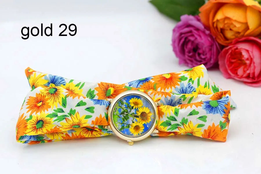 Shsby 2020 Women's Watches Fashion Floral Cloth Ladies Watches Flower Bracelet Clock Dress Wristwatch Luxury Relogio Feminino