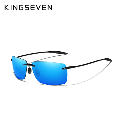 KINGSEVEN TR90 Ochelari de soare fără ramă pentru bărbați Ochelari de soare ultralegeri, pătrați, fără ramă, pentru femei, de marcă, cu lentile oglindă