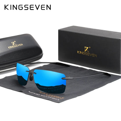 KINGSEVEN TR90 Ochelari de soare fără ramă pentru bărbați Ochelari de soare ultralegeri, pătrați, fără ramă, pentru femei, de marcă, cu lentile oglindă