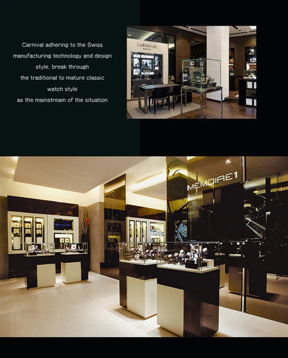 Orologio da uomo CARNIVAL Luxury Brand 8638 al quarzo, lancette luminose, impermeabile, in solido acciaio inossidabile