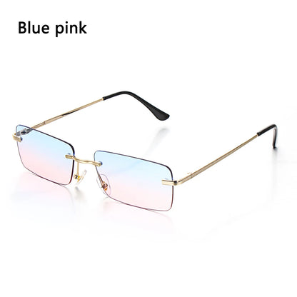 1 buc. Ochelari de soare mici, dreptunghiulari, fără ramă, la modă, pentru femei și bărbați, din aliaj metalic, cu lentile de sticlă, stil de călătorie, protecție UV400