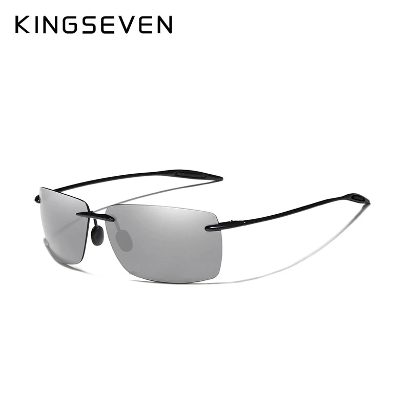 KINGSEVEN TR90 Ochelari de soare fără ramă pentru bărbați Ochelari de soare ultralegeri, pătrați, fără ramă, pentru femei, de marcă, cu lentile oglindă