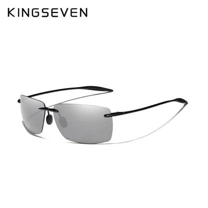 KINGSEVEN TR90 Ochelari de soare fără ramă pentru bărbați Ochelari de soare ultralegeri, pătrați, fără ramă, pentru femei, de marcă, cu lentile oglindă