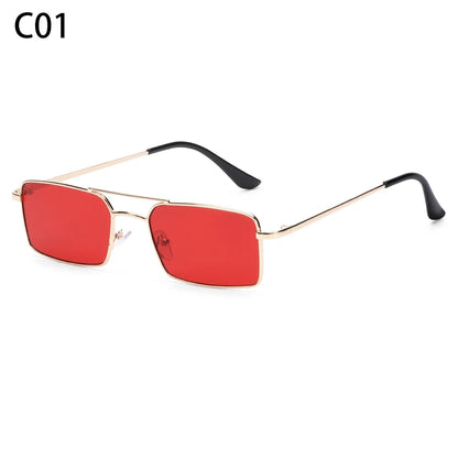 1 buc. Ochelari de soare mici, dreptunghiulari, fără ramă, la modă, pentru femei și bărbați, din aliaj metalic, cu lentile de sticlă, stil de călătorie, protecție UV400