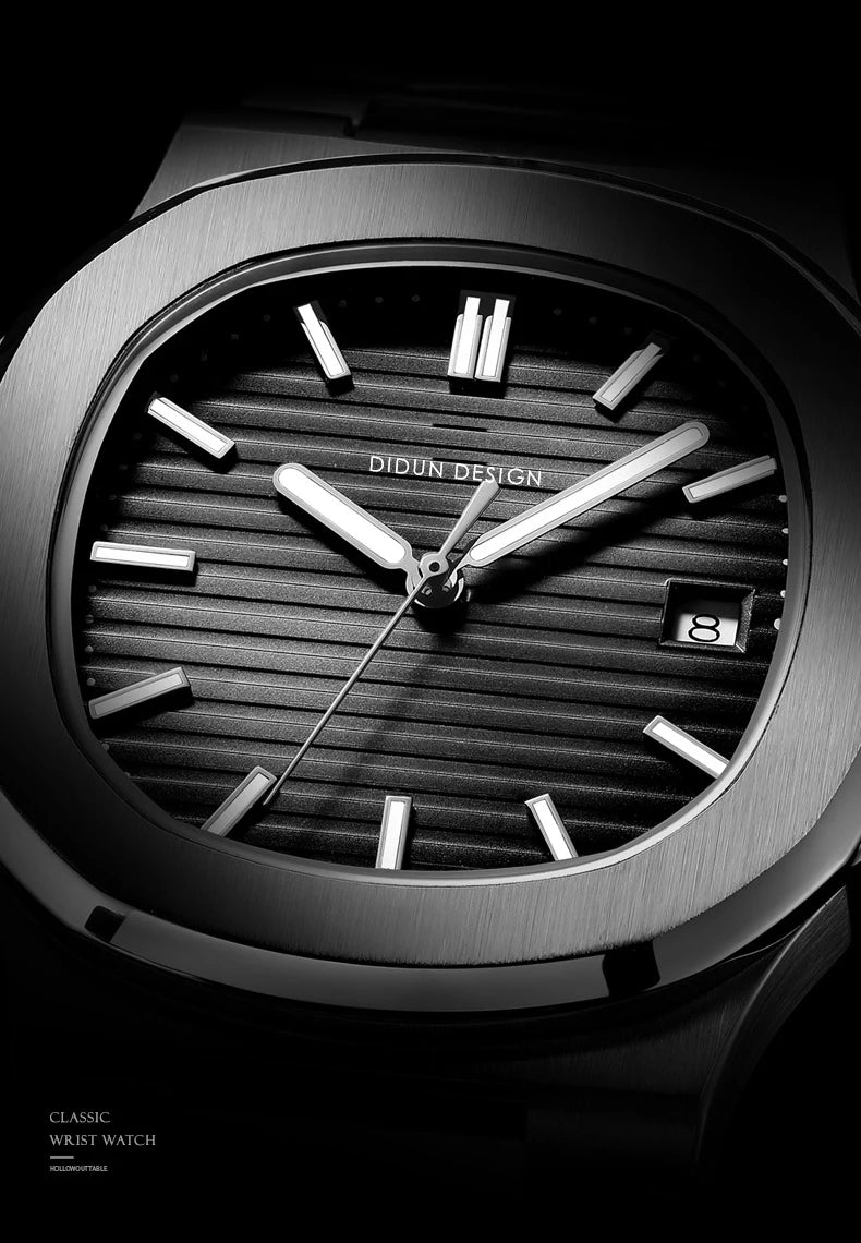 DIUDN DESIGN Men Luxury Watches Top Brand JAPAN Quartz Wristwatch Sport Business Stainless Steel Waterproof CLOCK reloj hombre