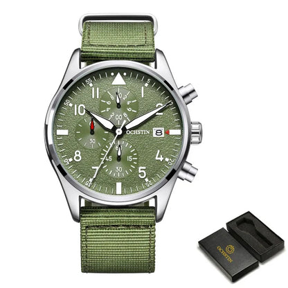 OCHSTIN Mens Watches Quartz Chronograph Men Watch Pilot Sport Male Fashion Wristwatch Top Brand Luxury Leather Waterproof Clock
