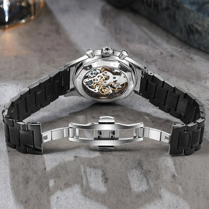 Red Star Panda Mens 1963 Chronograph Mechanical Wristwatch Seagull st1901 Movement Gooseneck 40mm Luminous Sapphire Pilot Watch
