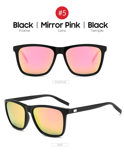 VIVIBEE Ochelari de soare polarizați de lux, pătrați, pentru bărbați, cu lentile oglindă albastre, clasici, unisex, la modă, pentru femei
