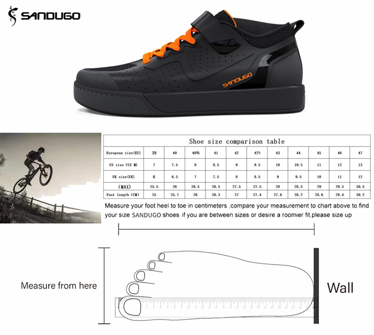 Sandugo Cycling Shoes for Men Suitable for Mountain Bike Downhill Uphill and Indoor Bicycle Compatible With SPD and Flat Pedal