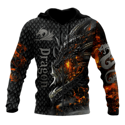 Upea tulilohikäärme 3D -kokopainettu miesten huppari, unisex-hupparit, collegepaita, syksyinen streetwear-rento takki, verryttelyasu KJ749