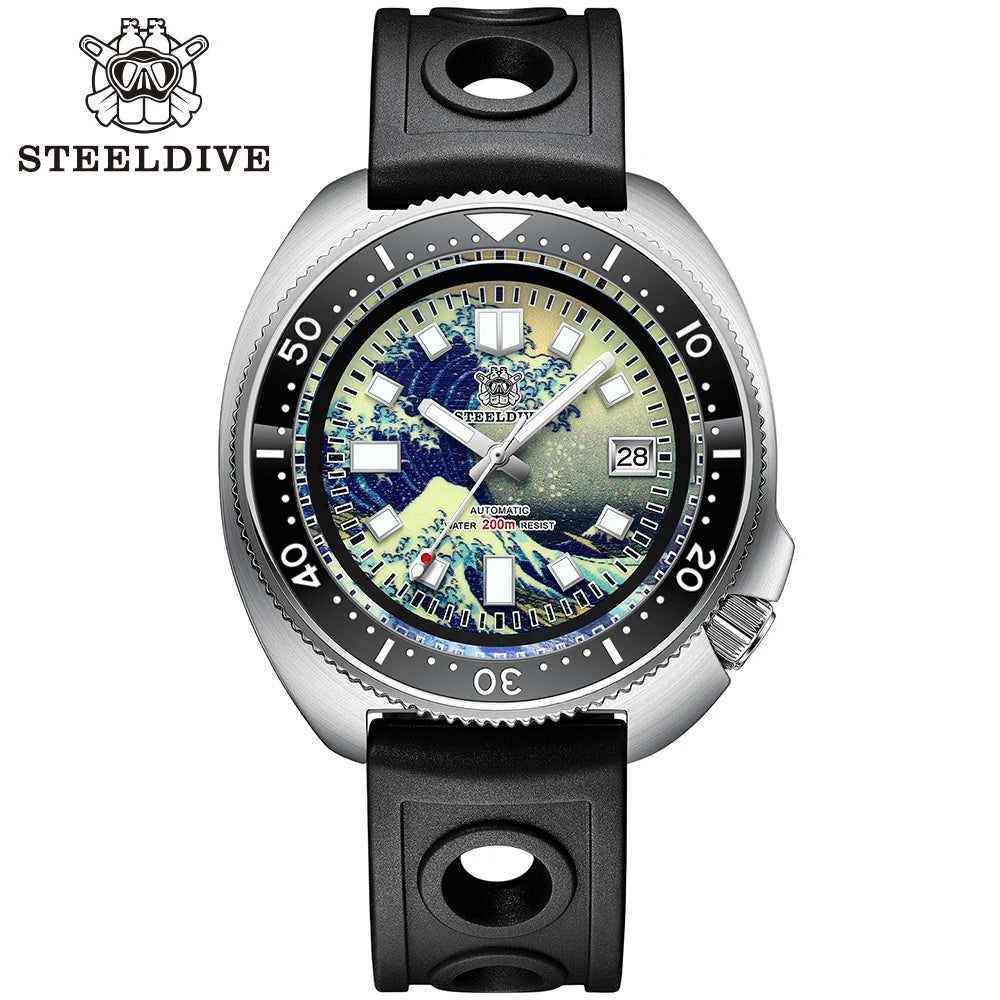 STEELDIVE SD1970J Kanagawa Turtle Full Luminous Dial Ceramic Bezel NH35 Automatic STEELDIVE Official Store Men's Dive Watch