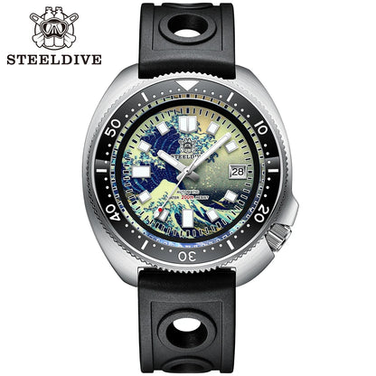 STEELDIVE SD1970J Kanagawa Turtle Full Luminous Dial Ceramic Bezel NH35 Automatic STEELDIVE Official Store Men's Dive Watch