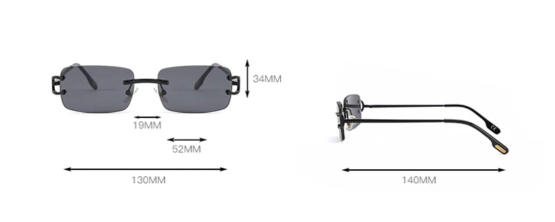 Ochelari de soare retro Kachawoo, dreptunghiulari, fără ramă, pentru bărbați și femei, UV400, mici, la modă, albastru, roz, auriu, metalici, cadouri de ziua de naștere