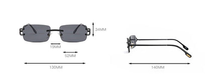 Ochelari de soare retro Kachawoo, dreptunghiulari, fără ramă, pentru bărbați și femei, UV400, mici, la modă, albastru, roz, auriu, metalici, cadouri de ziua de naștere