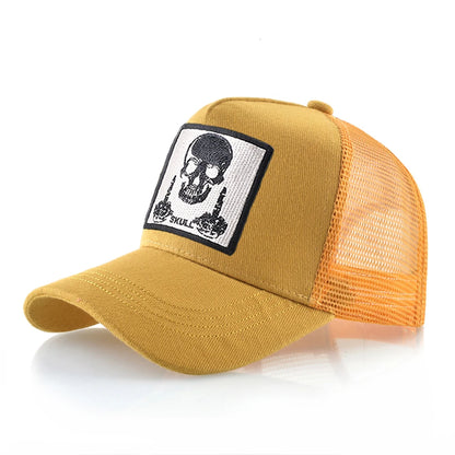 Men's Baseball Cap With Embroidery Skull Patch Snapback Hip Hop Trucker Cap Women Four Season Outdoor Breathable Visor Bone Hats