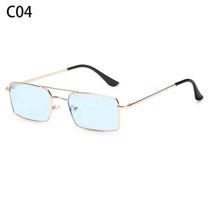 1 buc. Ochelari de soare mici, dreptunghiulari, fără ramă, la modă, pentru femei și bărbați, din aliaj metalic, cu lentile de sticlă, stil de călătorie, protecție UV400